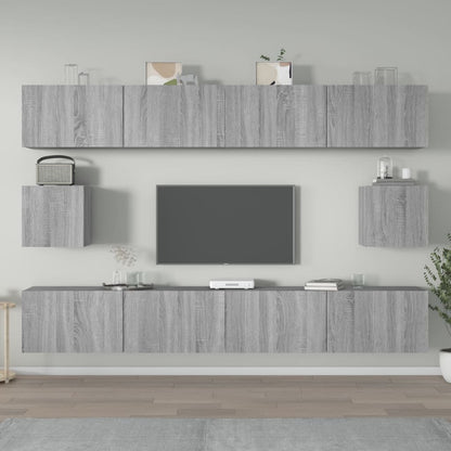 vidaXL Meuble TV, 6 pcs, gris Sonoma, aggloméré