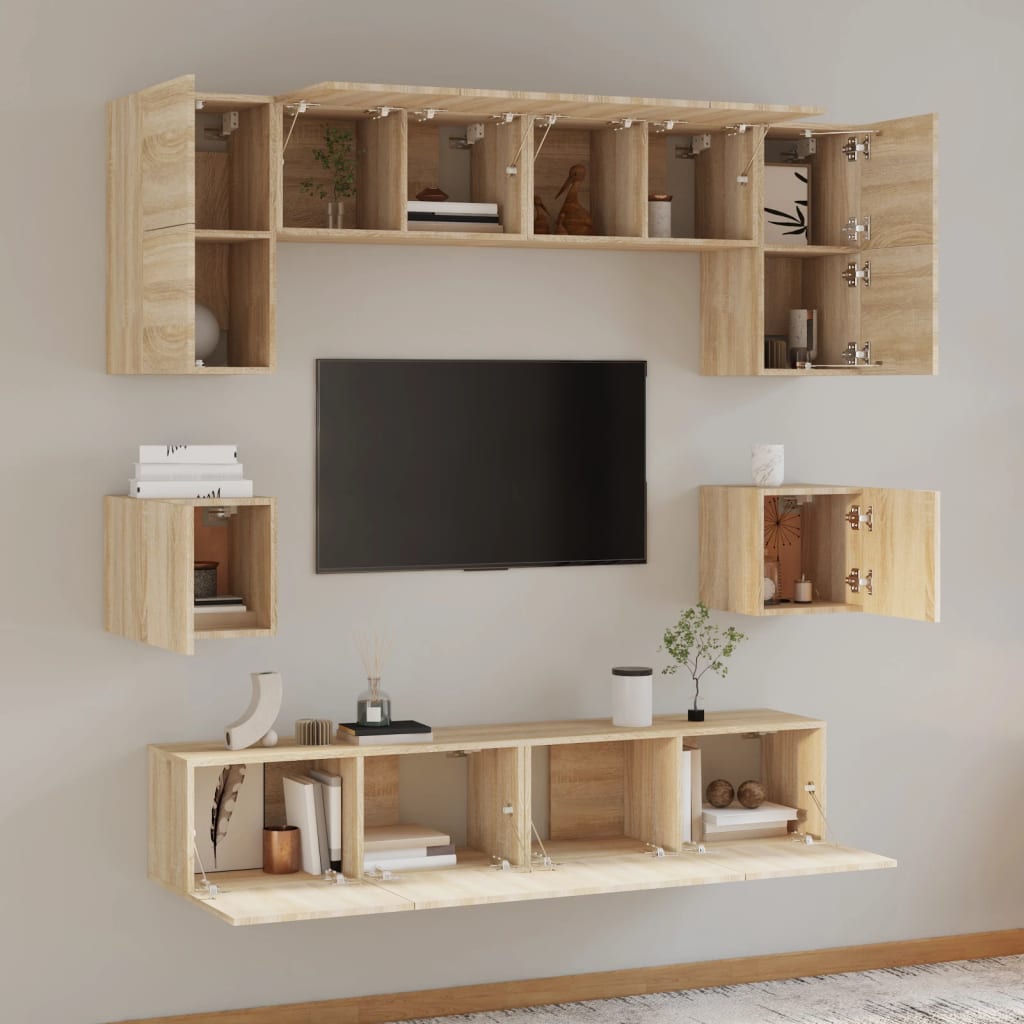 vidaXL Ensemble de 8 meubles TV Chêne Sonoma Bois d'ingénierie