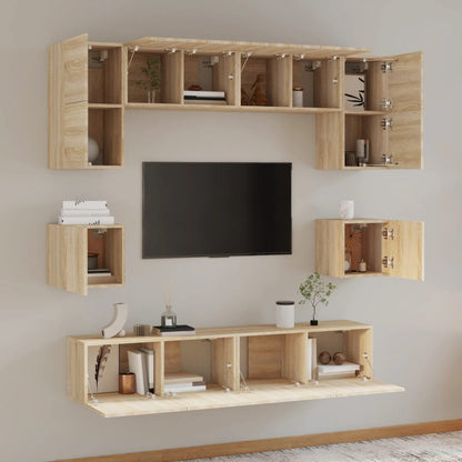vidaXL Ensemble de 8 meubles TV Chêne Sonoma Bois d'ingénierie