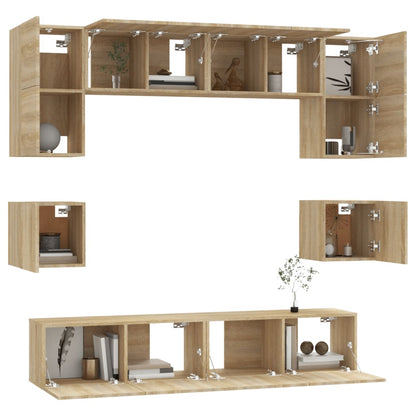 vidaXL Ensemble de 8 meubles TV Chêne Sonoma Bois d'ingénierie