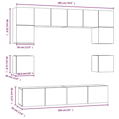 vidaXL Ensemble de 8 meubles TV Chêne Sonoma Bois d'ingénierie