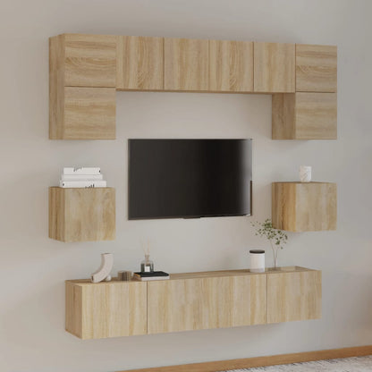 vidaXL Ensemble de 8 meubles TV Chêne Sonoma Bois d'ingénierie