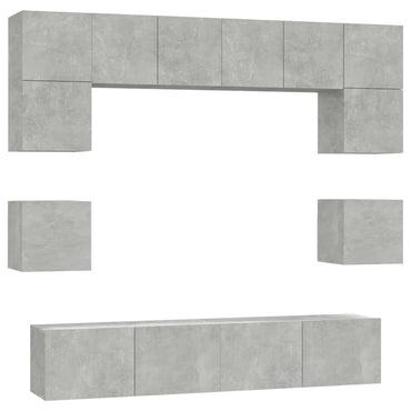 vidaXL Meuble TV 8 pcs Gris béton Aggloméré