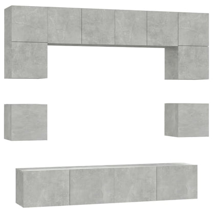 vidaXL Meuble TV 8 pcs Gris béton Aggloméré