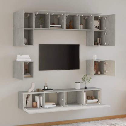 vidaXL Meuble TV 8 pcs Gris béton Aggloméré
