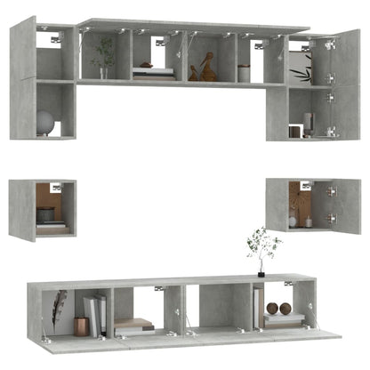 vidaXL Meuble TV 8 pcs Gris béton Aggloméré