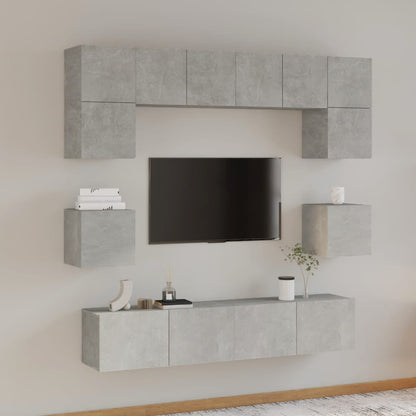 vidaXL Meuble TV 8 pcs Gris béton Aggloméré