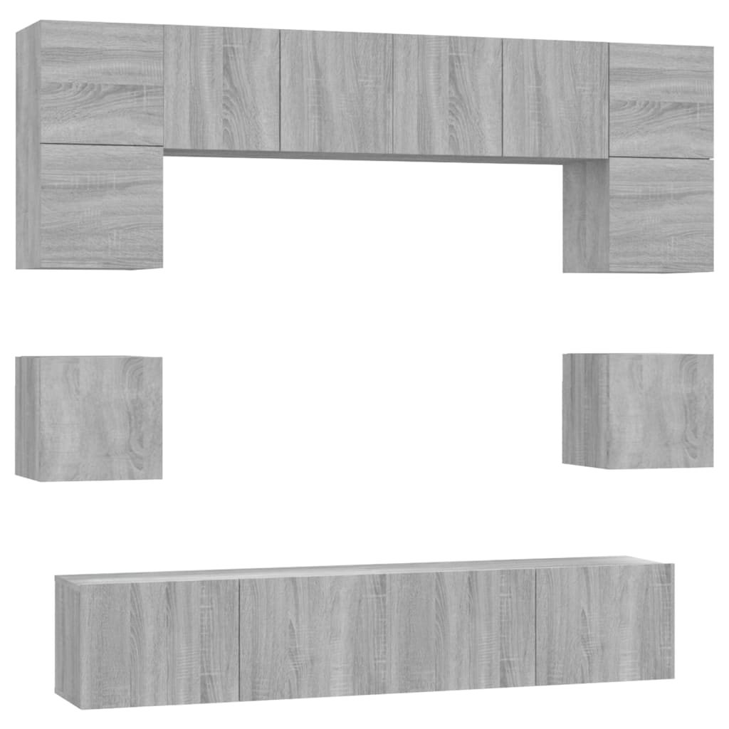 vidaXL Ensemble de meubles TV 8 pcs Gris Sonoma Aggloméré