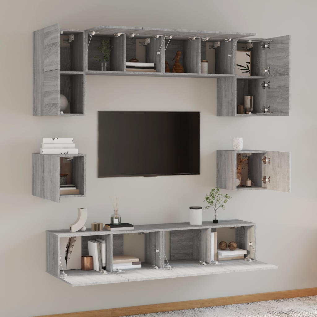 vidaXL Ensemble de meubles TV 8 pcs Gris Sonoma Aggloméré