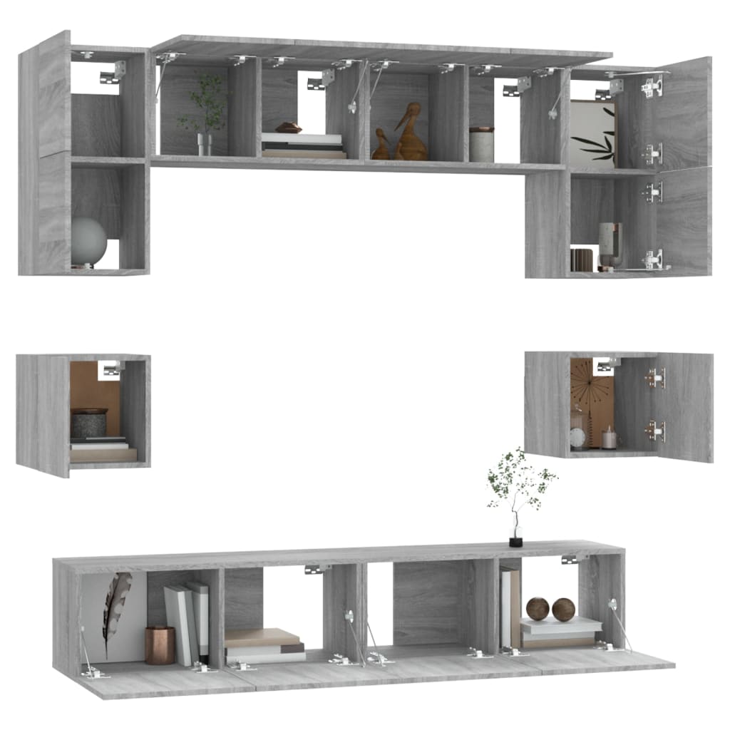 vidaXL Ensemble de meubles TV 8 pcs Gris Sonoma Aggloméré