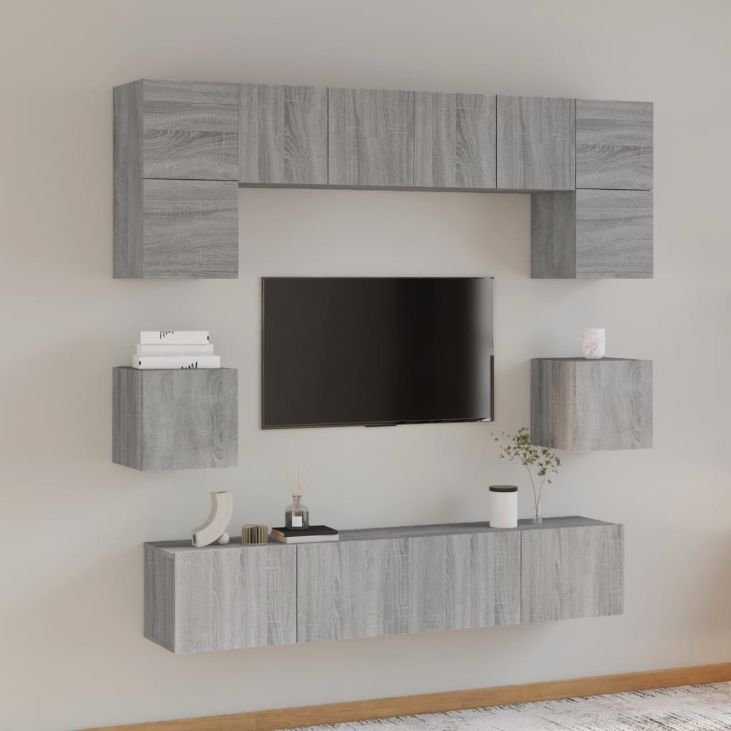vidaXL Ensemble de meubles TV 8 pcs Gris Sonoma Aggloméré