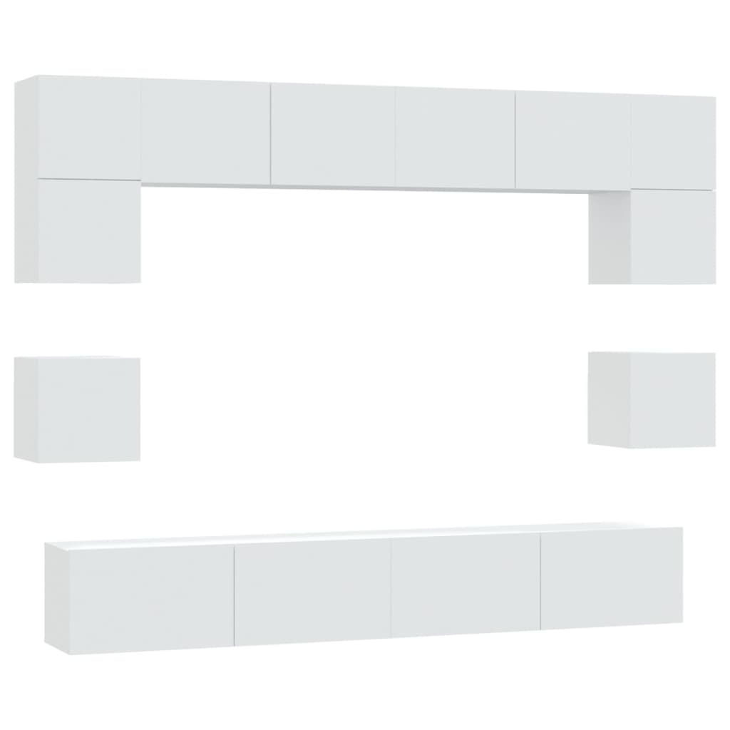 vidaXL 8-tlg. TV-Schrank-Set Weiß Holzwerkstoff
