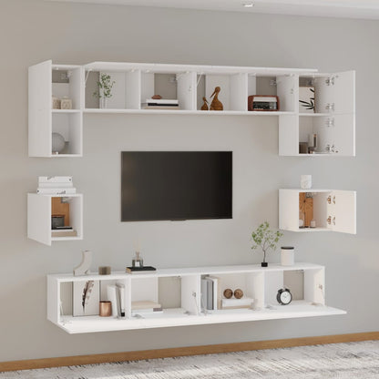 vidaXL 8-tlg. TV-Schrank-Set Weiß Holzwerkstoff