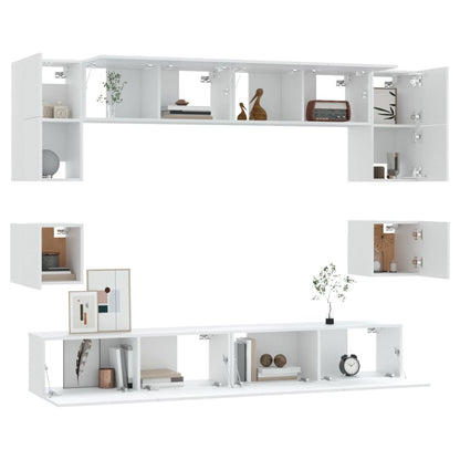 vidaXL 8-tlg. TV-Schrank-Set Weiß Holzwerkstoff