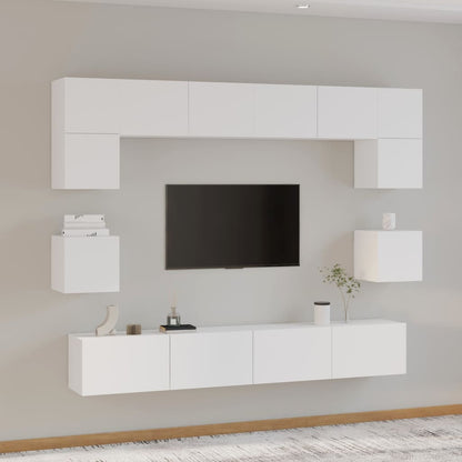 vidaXL 8-tlg. TV-Schrank-Set Weiß Holzwerkstoff