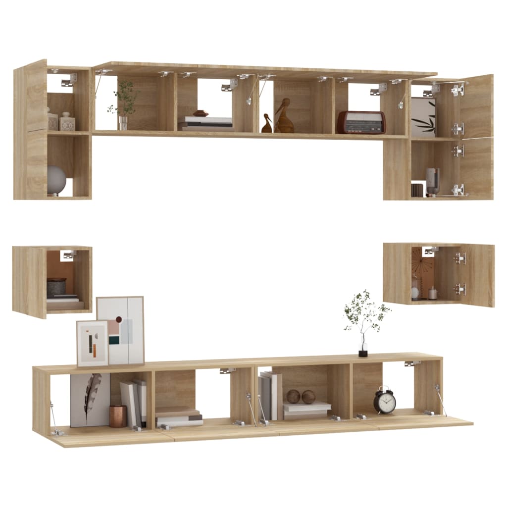 vidaXL Ensemble de 8 meubles TV Chêne Sonoma Bois d'ingénierie