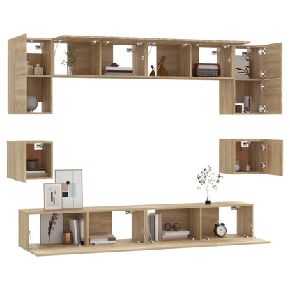 vidaXL Ensemble de 8 meubles TV Chêne Sonoma Bois d'ingénierie