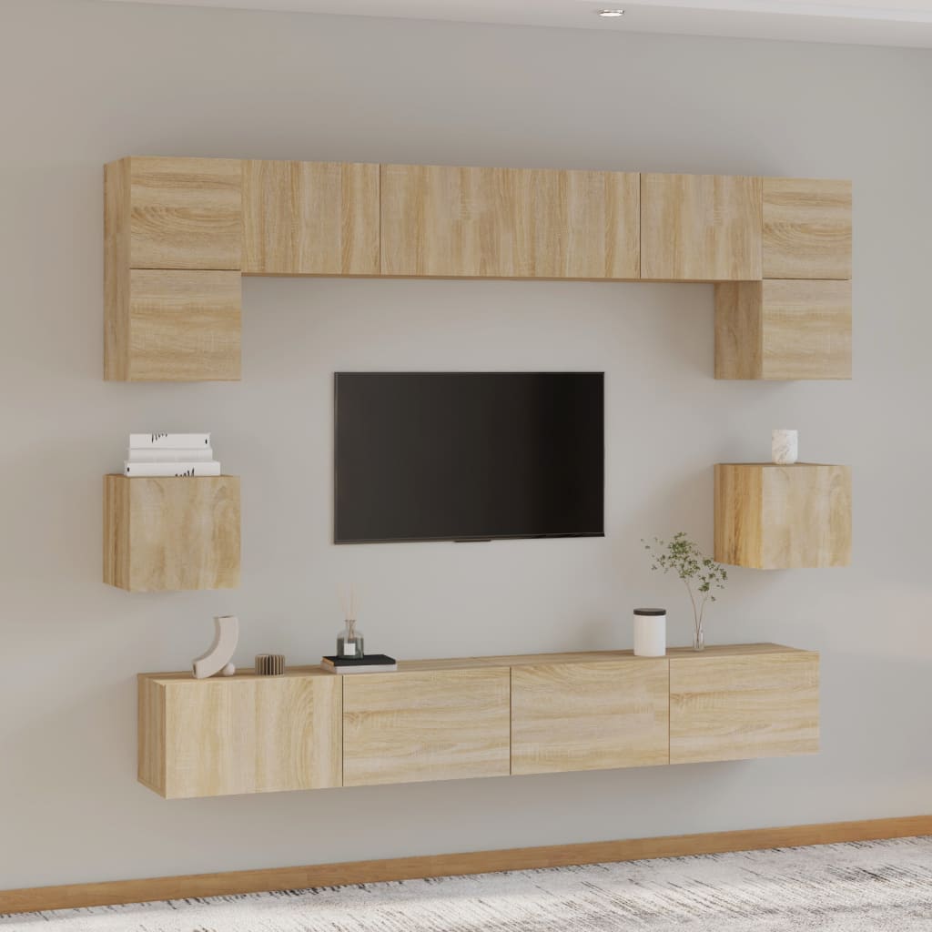 vidaXL Ensemble de 8 meubles TV Chêne Sonoma Bois d'ingénierie