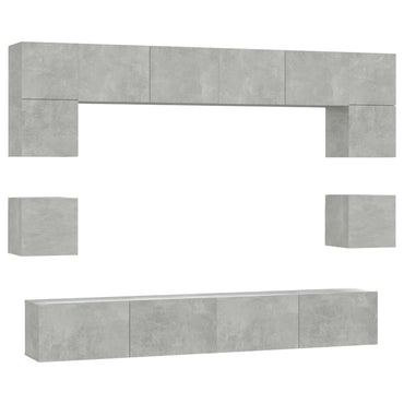 vidaXL Meuble TV 8 pcs Gris béton Aggloméré