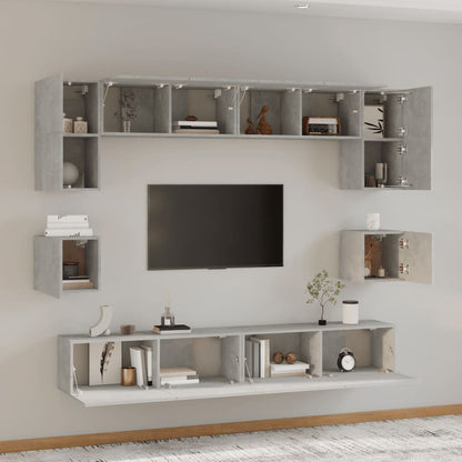 vidaXL Meuble TV 8 pcs Gris béton Aggloméré