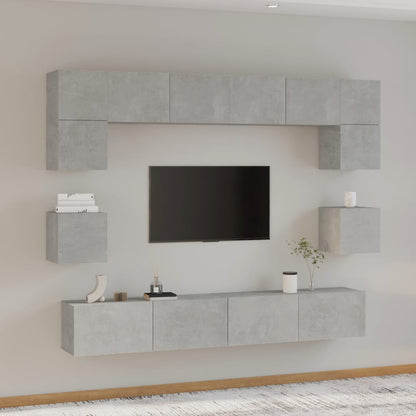 vidaXL Meuble TV 8 pcs Gris béton Aggloméré