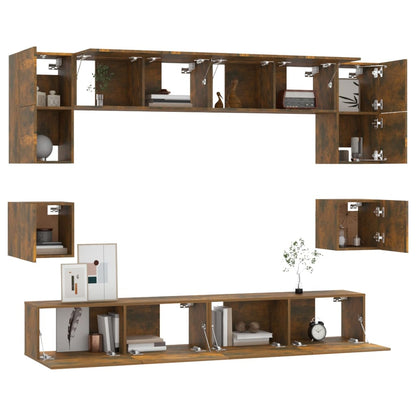 vidaXL Ensemble de 8 meubles TV en aggloméré chêne fumé