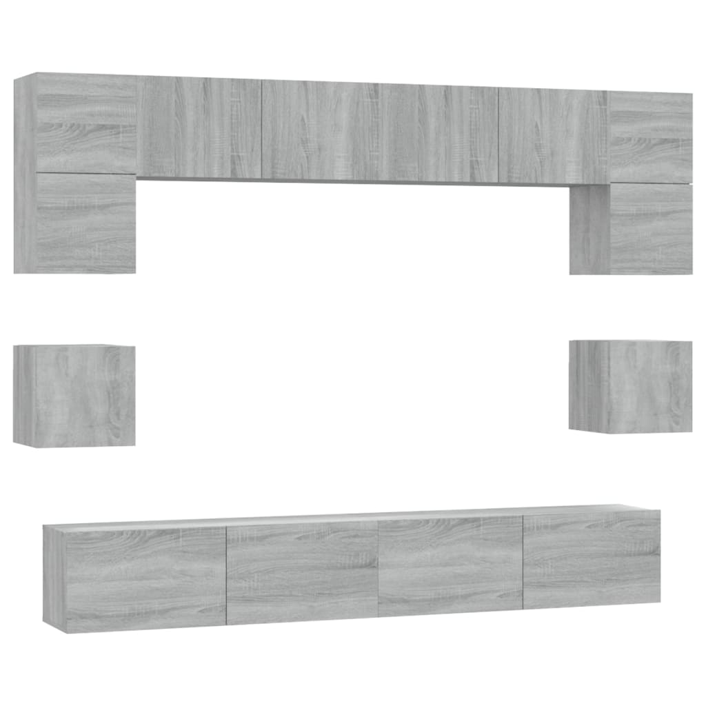 vidaXL Ensemble de meubles TV 8 pcs Gris Sonoma Aggloméré