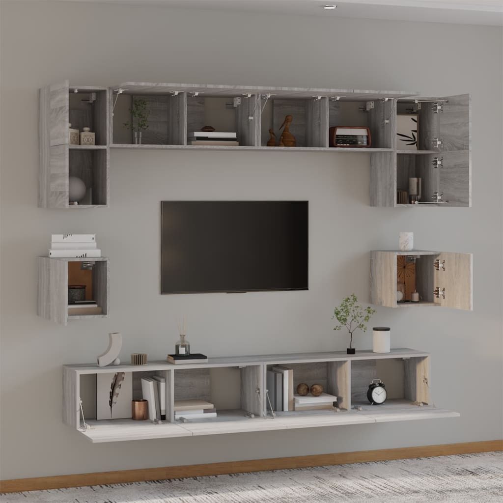 vidaXL Ensemble de meubles TV 8 pcs Gris Sonoma Aggloméré