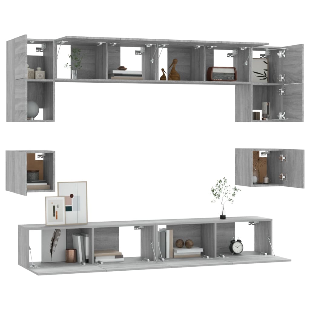 vidaXL Ensemble de meubles TV 8 pcs Gris Sonoma Aggloméré