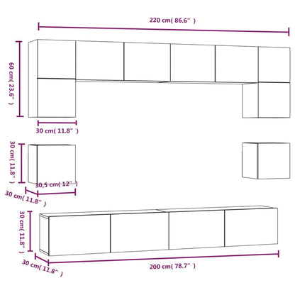 vidaXL Ensemble de meubles TV 8 pcs Gris Sonoma Aggloméré