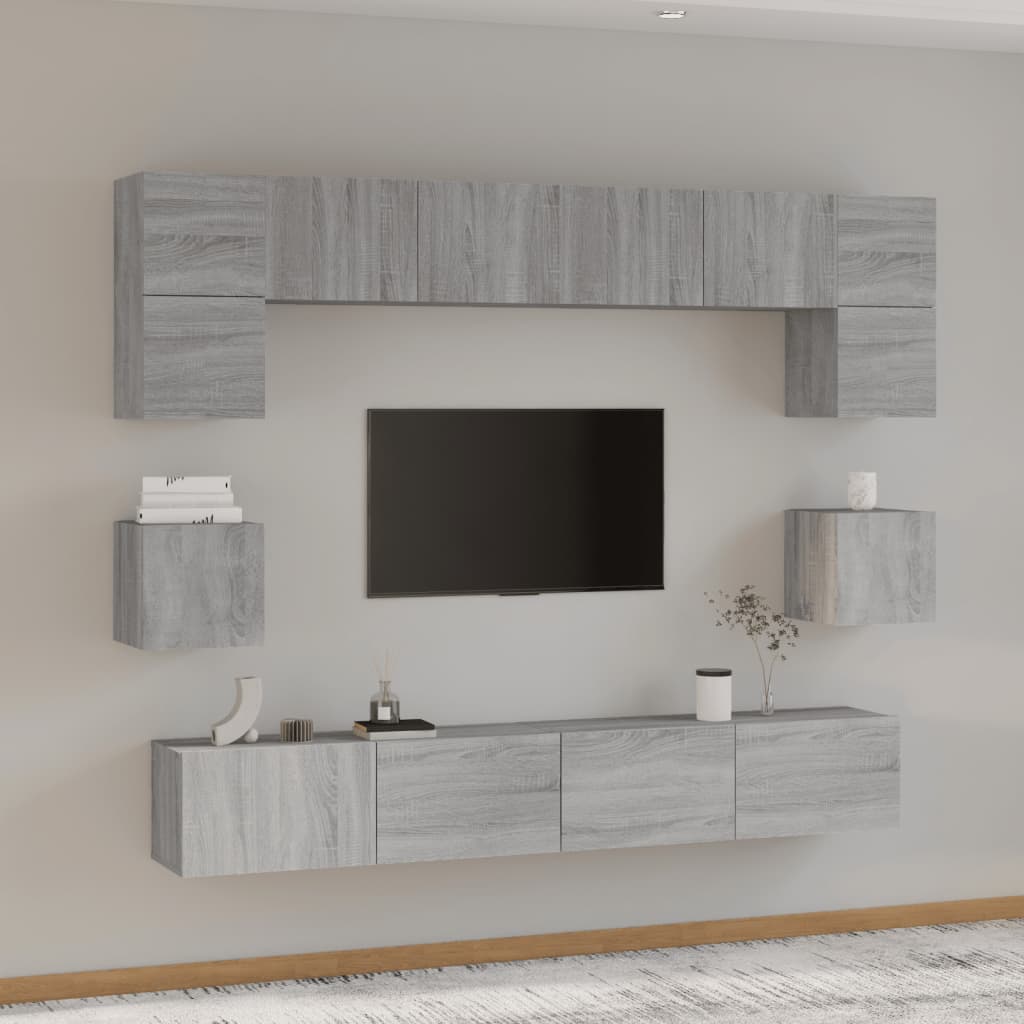 vidaXL Ensemble de meubles TV 8 pcs Gris Sonoma Aggloméré