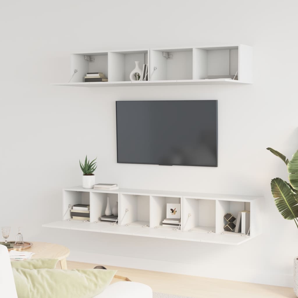 Ensemble de 5 meubles TV vidaXL blanc en bois d'ingénierie