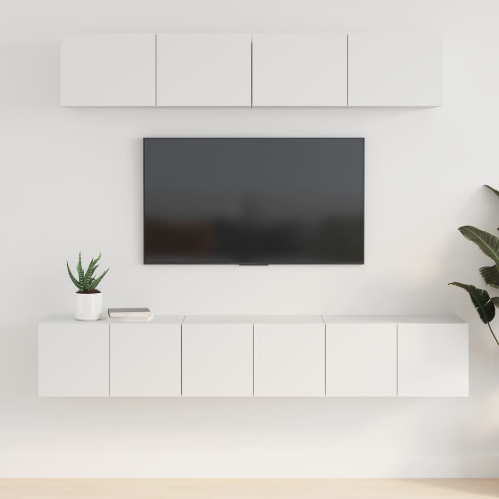 Ensemble de 5 meubles TV vidaXL blanc en bois d'ingénierie