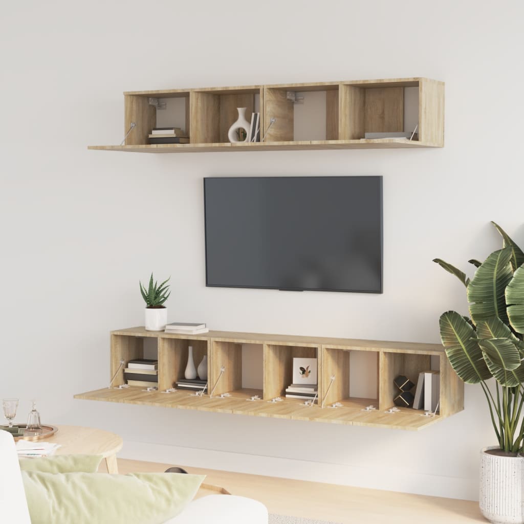 vidaXL Meuble TV 5 pièces Bois d'ingénierie Chêne Sonoma