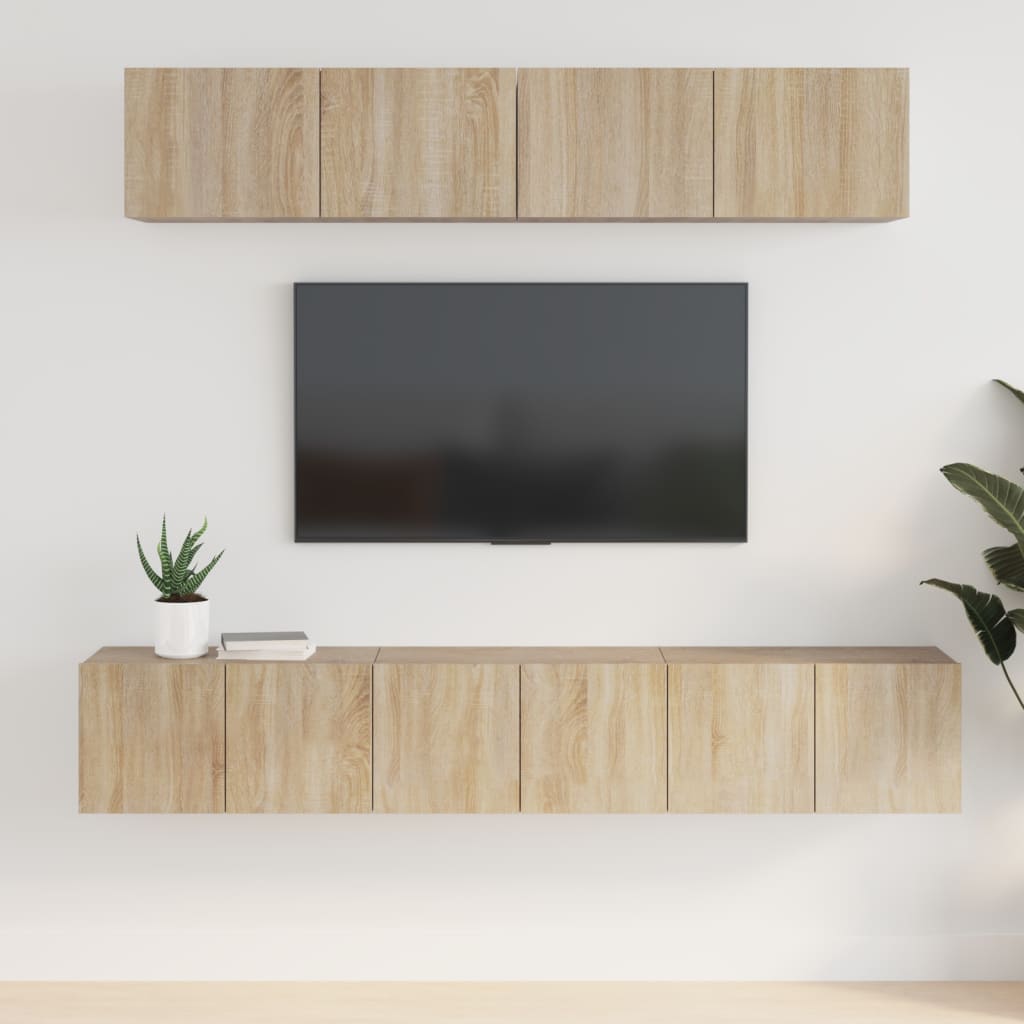vidaXL Meuble TV 5 pièces Bois d'ingénierie Chêne Sonoma