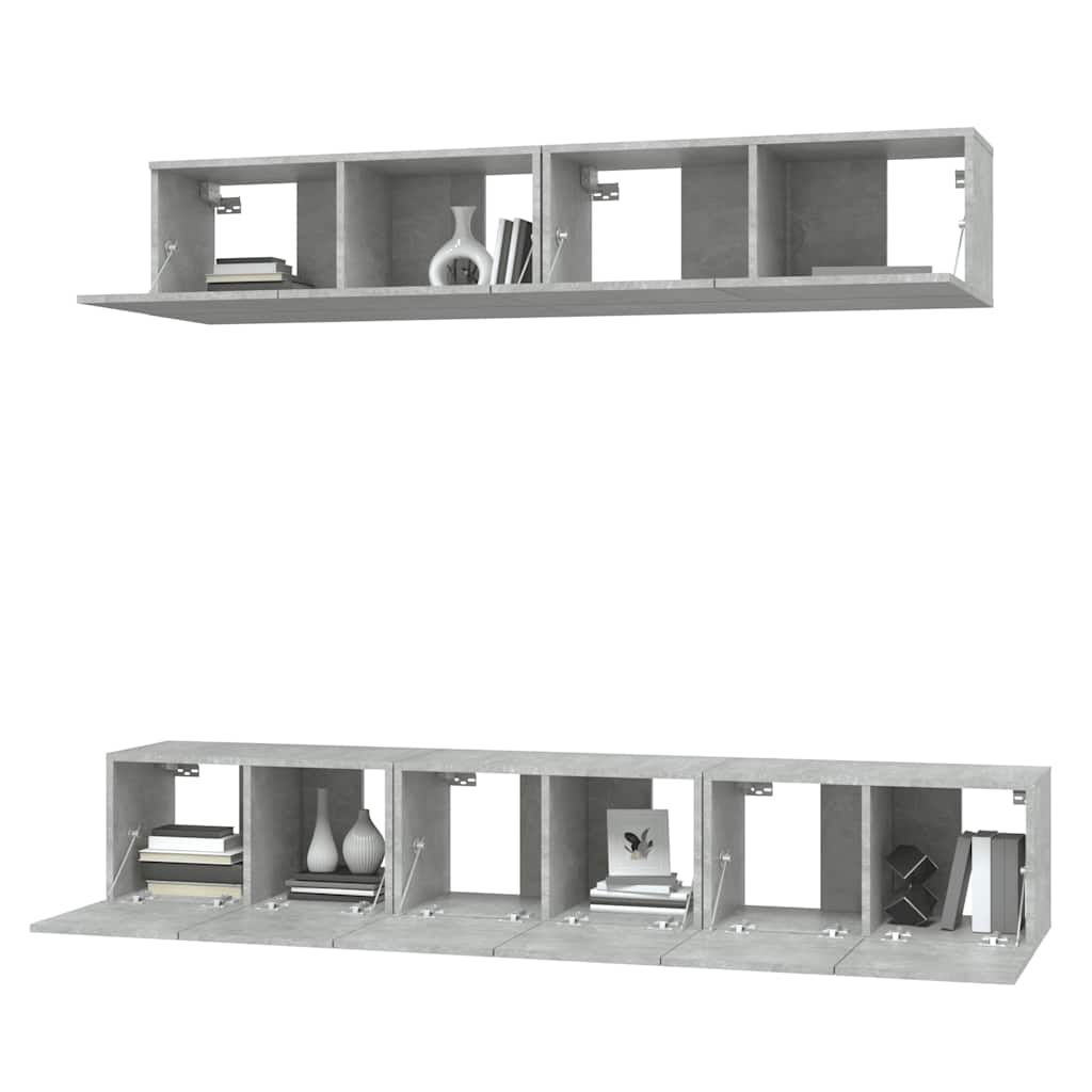 vidaXL Meuble TV 5 pcs Gris béton Aggloméré