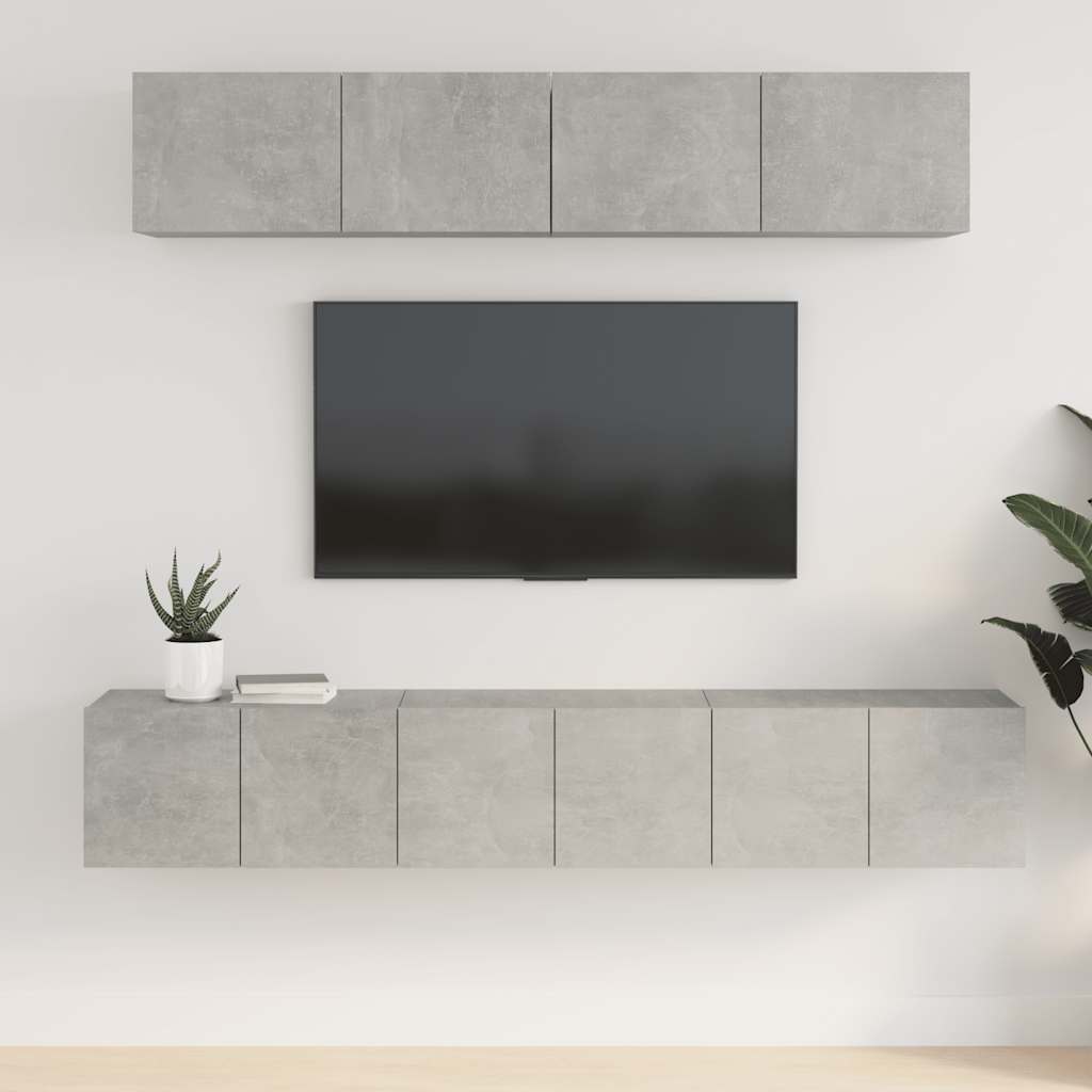 vidaXL Meuble TV 5 pcs Gris béton Aggloméré