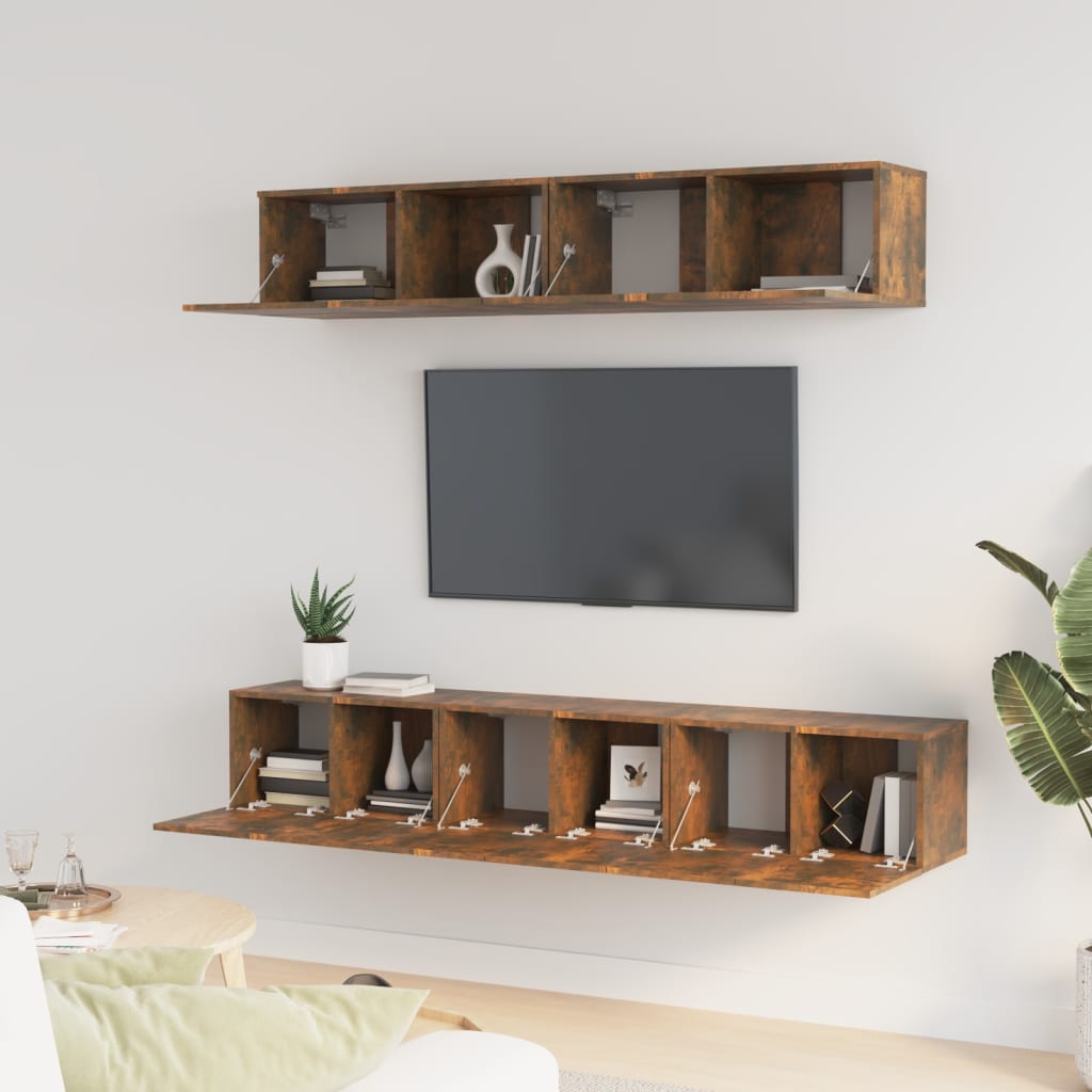 vidaXL Ensemble meuble TV 5 pcs chêne fumé Aggloméré