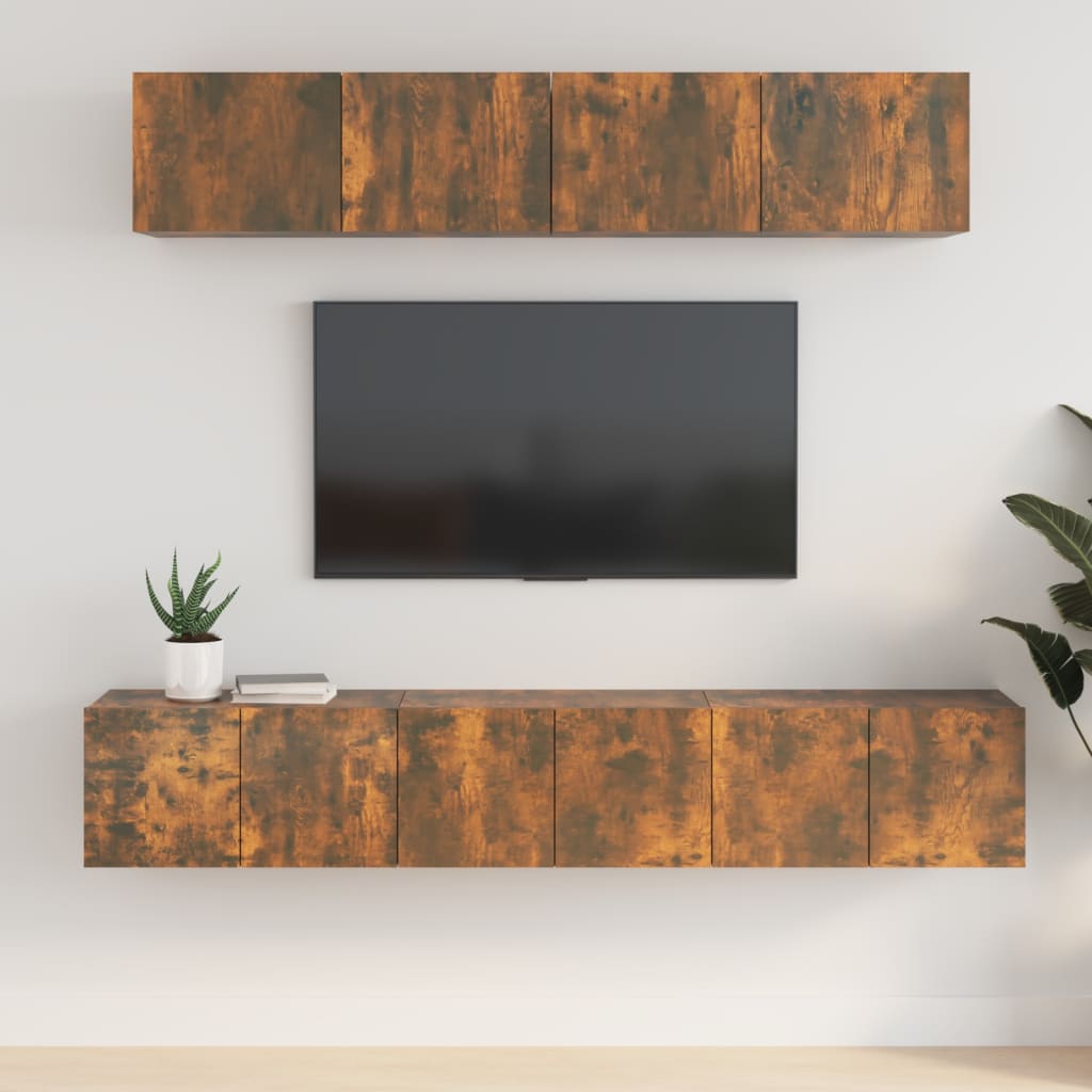 vidaXL Ensemble meuble TV 5 pcs chêne fumé Aggloméré