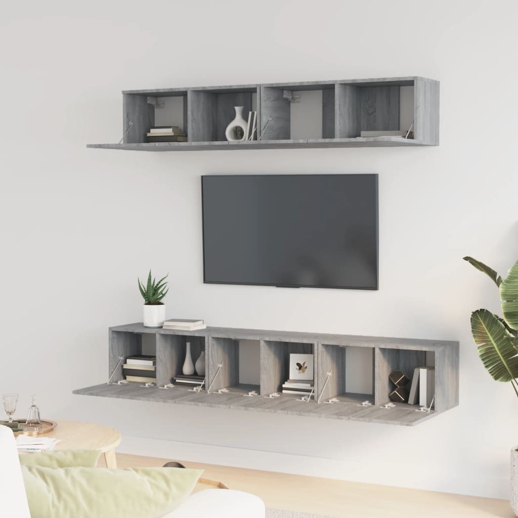 vidaXL Ensemble de meubles TV 5 pcs Gris sonoma Aggloméré