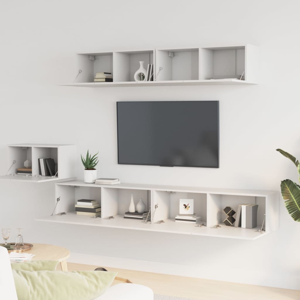 Ensemble de 5 meubles TV vidaXL blanc en bois d'ingénierie