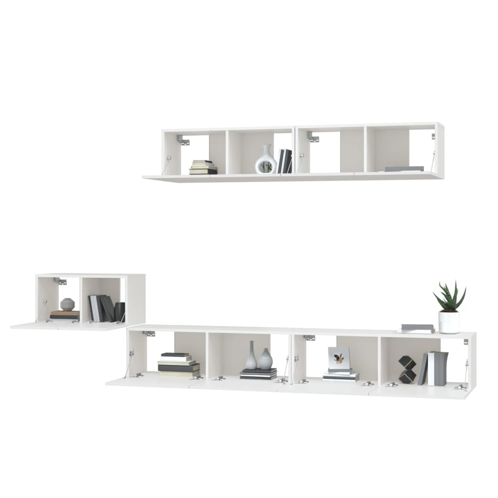 Ensemble de 5 meubles TV vidaXL blanc en bois d'ingénierie