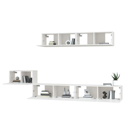 Ensemble de 5 meubles TV vidaXL blanc en bois d'ingénierie