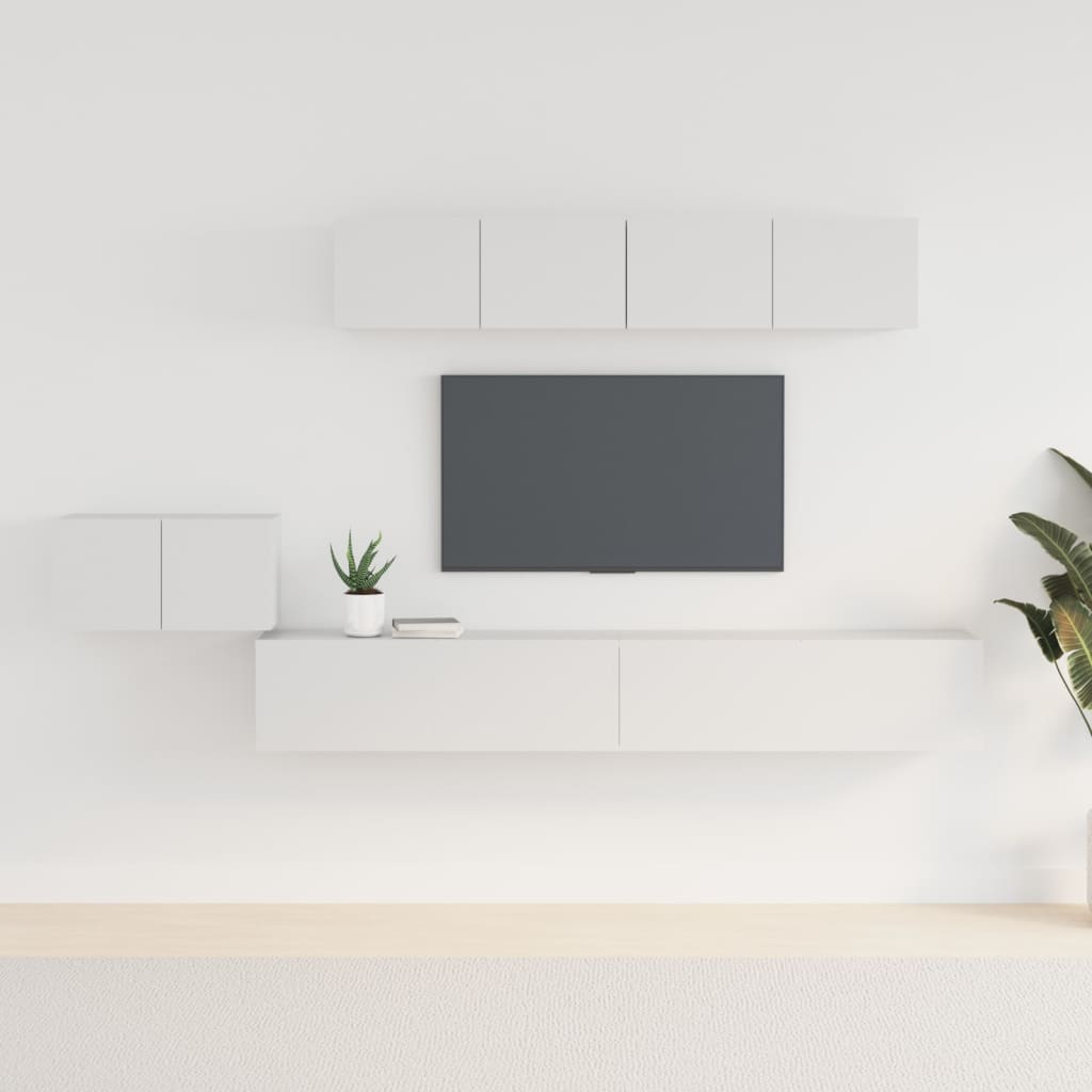 Ensemble de 5 meubles TV vidaXL blanc en bois d'ingénierie