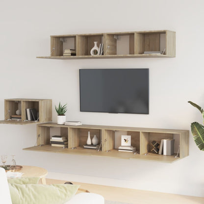 vidaXL Meuble TV 5 pièces Bois d'ingénierie Chêne Sonoma