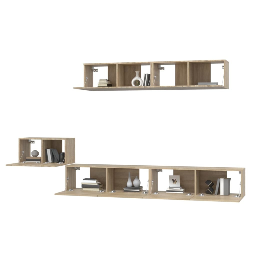vidaXL Meuble TV 5 pièces Bois d'ingénierie Chêne Sonoma
