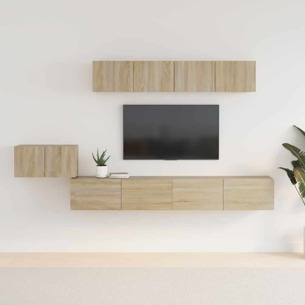 vidaXL Meuble TV 5 pièces Bois d'ingénierie Chêne Sonoma