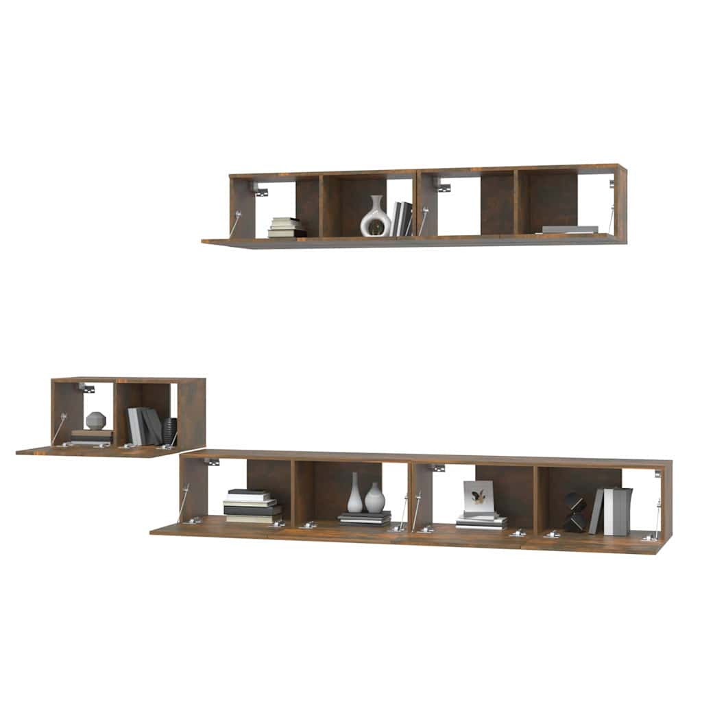 vidaXL Ensemble meuble TV 5 pcs chêne fumé Aggloméré