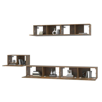 vidaXL Ensemble meuble TV 5 pcs chêne fumé Aggloméré