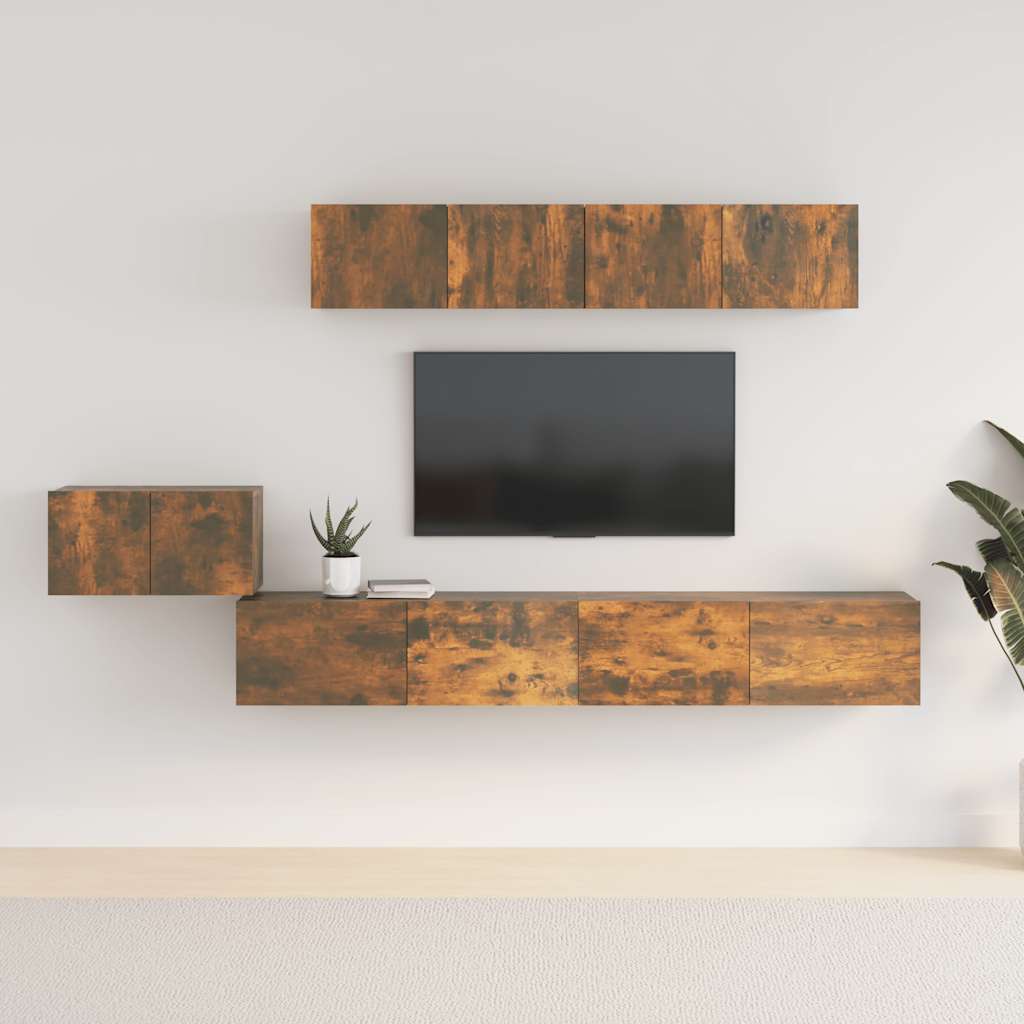 vidaXL Ensemble meuble TV 5 pcs chêne fumé Aggloméré